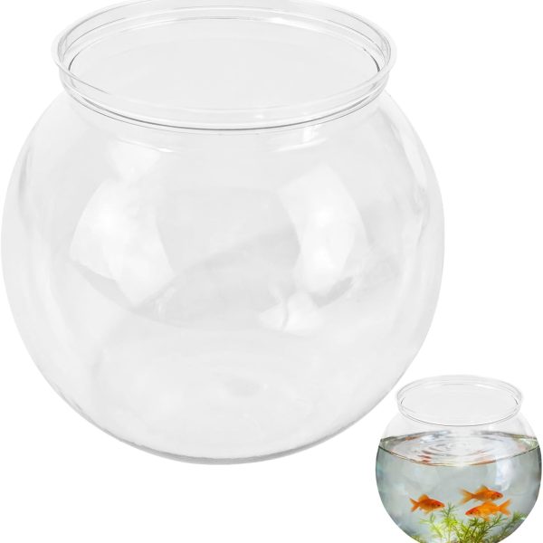 27 oz Mini Plastic Fish Bowl, Clear Round Small Fishbowl Aquarium, Unbreakable Shatterproof Plastic Betta Fish Tank, Desktop Goldfish Bowl for Home Decor & Party Centerpieces