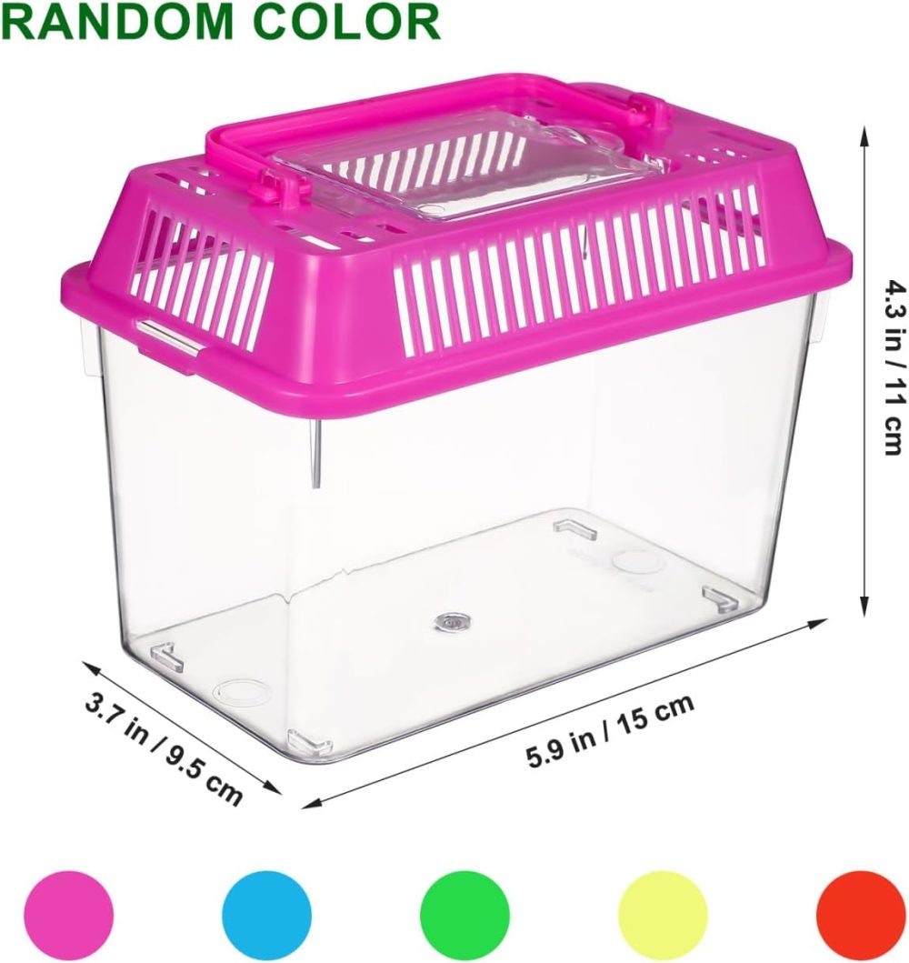 4pcs Mini Fish Tank: Portable Handheld Fish Tank Lightweight Aquarium Mini Portable Snail Terrarium Crabs Habitat for Shrimp Turtle Shrimp Goldfish Beach Toys Plastic (Random Color) 5.89X4.32X3.73In - Image 2