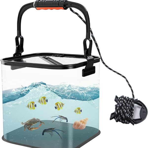 Foldable Aquarium, Portable Fish Tank, Fish Transport Container, EVA Fish Bowl, Beginner Tank, Catch and Release Aquarium for Beach, Pool and Lake