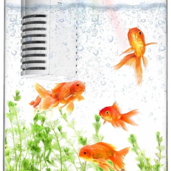 Fish Tank Night Light, 3 Gallon Fish Tank with Filter and Light, Self-Cleaning Desktop Aquarium Starter Kit & LED Lamp, 360 View for Small Fish, Kids Room & Home Decor(7 Color Modes, White)