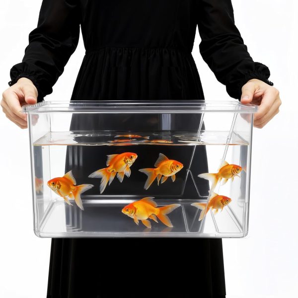2.5 Gallon Plastic Fish Tank Large Bowl Shatterproof with Crystal Clear Clarity for Terrarium, Flower Vase Centerpiece Gift for Fish Lovers (Square)