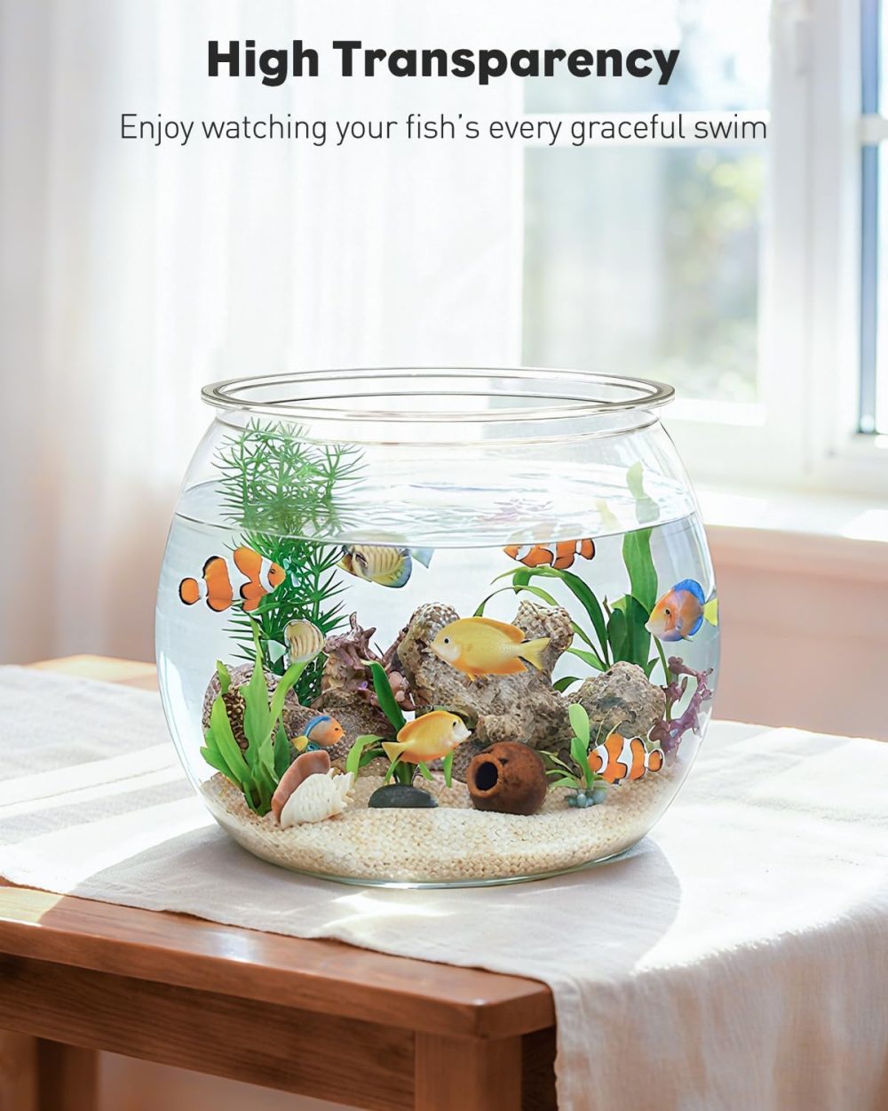 Small Plastic Fish Bowl, Clear Round 3 Gallon Fish Tank for Little Fish, Unbreakable Small Fishbowl Desktop Aquarium, Shatterproof Betta Fish Tank Goldfish Bowl, Decorative Globe Vase - Image 2