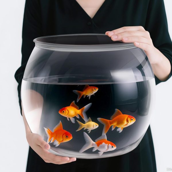 5 Gallon Plastic Fish Tank Large Bowl Shatterproof with Crystal Clear Clarity for Terrarium, Flower Vase Centerpiece Gift for Fish Lovers (Round)