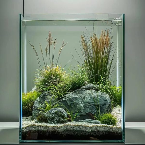 2 Gallon Glass Fish Tank, Easy to Maintain Small Aquarium for Betta/Snails/Shrimp and Aquatic Planting.
